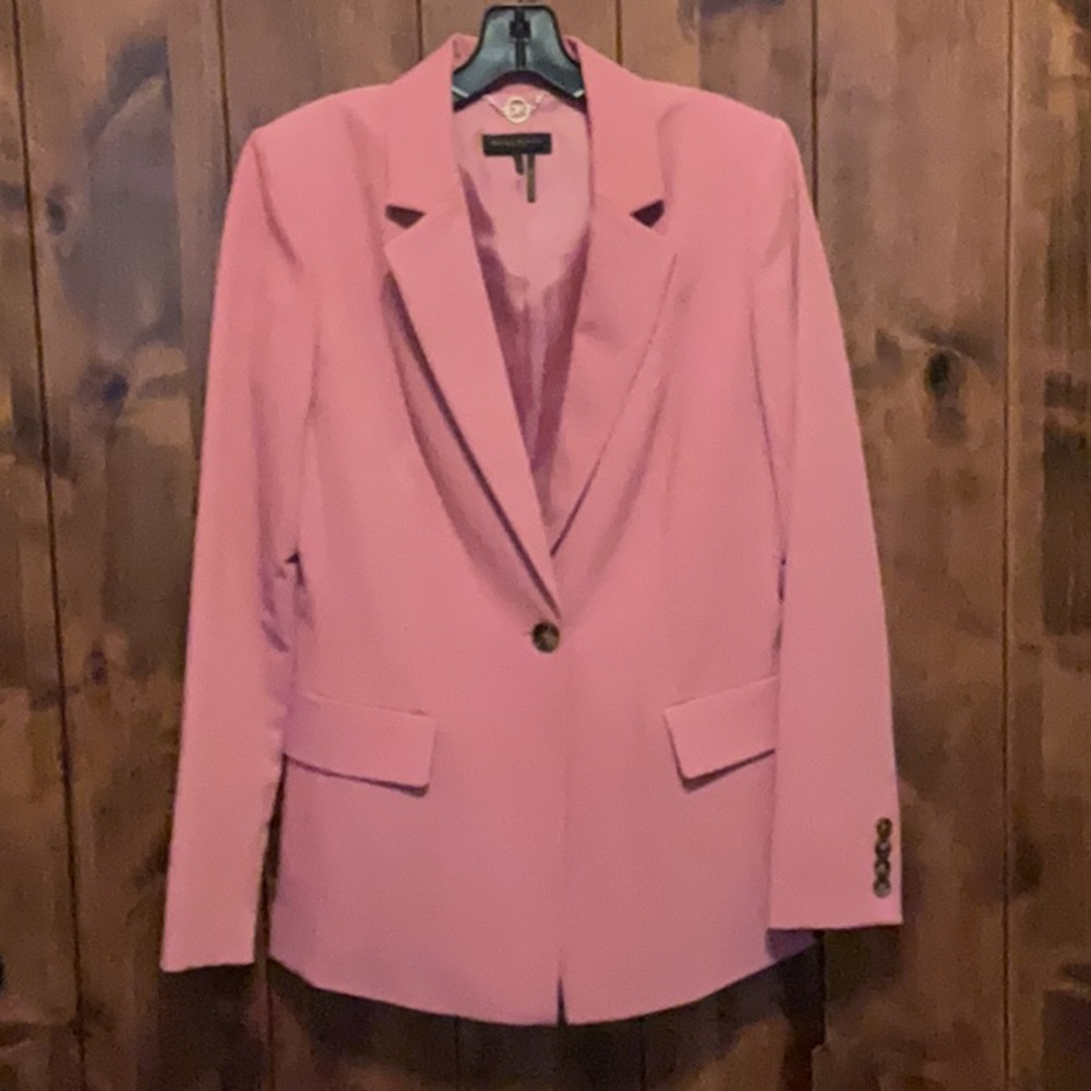 Donna Karan Pink Tailored Blazer with Notched Lapel